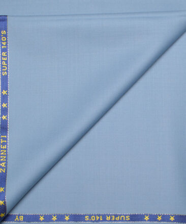 J.Hampstead  60% Merino Wool Super 140's Solids  Unstitched  Trouser Fabric (Blue Angel)