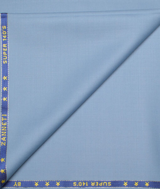 J.Hampstead  60% Merino Wool Super 140's Solids  Unstitched  Trouser Fabric (Blue Angel)