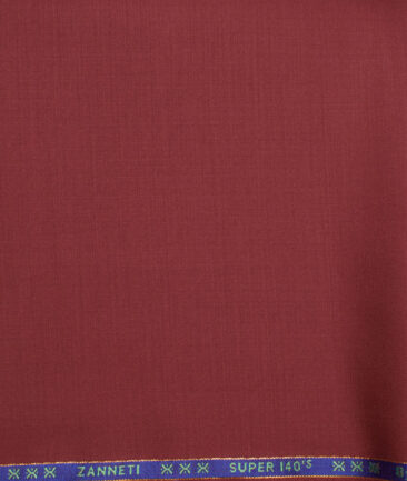 J.Hampstead  60% Merino Wool Super 140's Solids  Unstitched  Trouser Fabric (Red)