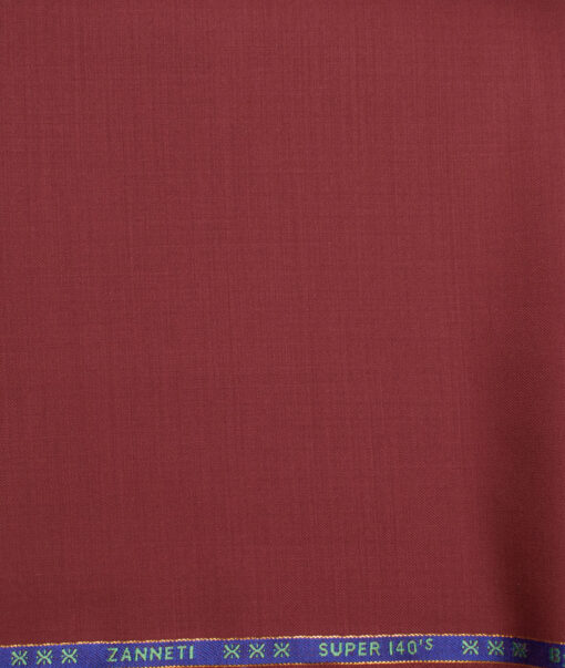 J.Hampstead  60% Merino Wool Super 140's Solids  Unstitched  Trouser Fabric (Red)