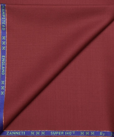 J.Hampstead  60% Merino Wool Super 140's Solids  Unstitched  Trouser Fabric (Red)