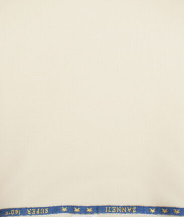 J.Hampstead  60% Merino Wool Super 140's Solids  Unstitched  Trouser Fabric (Cream)