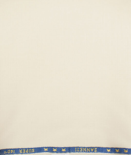 J.Hampstead  60% Merino Wool Super 140's Solids  Unstitched  Trouser Fabric (Cream)