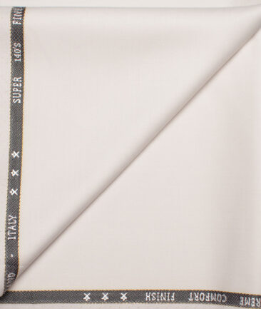 J.Hampstead  60% Merino Wool Super 140's Solids  Unstitched  Trouser Fabric (Off White)