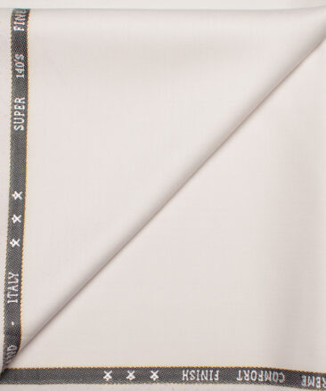 J.Hampstead  60% Merino Wool Super 140's Solids  Unstitched  Trouser Fabric (Off White)