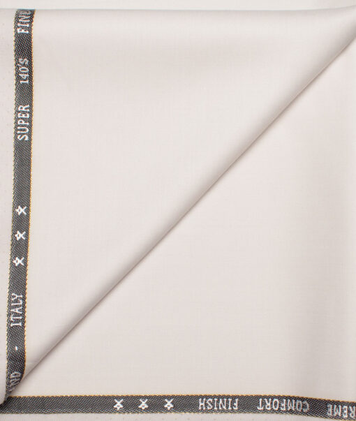 J.Hampstead  60% Merino Wool Super 140's Solids  Unstitched  Trouser Fabric (Off White)