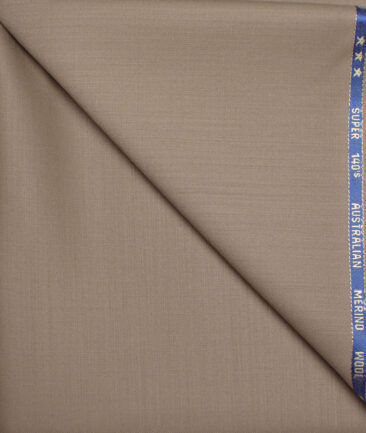 J.Hampstead  60% Merino Wool Super 140's Solids  Unstitched  Trouser Fabric (Medium Brown)