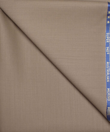 J.Hampstead  60% Merino Wool Super 140's Solids  Unstitched  Trouser Fabric (Medium Brown)