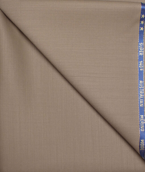 J.Hampstead  60% Merino Wool Super 140's Solids  Unstitched  Trouser Fabric (Medium Brown)