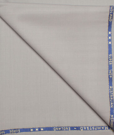 J.Hampstead  60% Merino Wool Super 140's Solids  Unstitched  Trouser Fabric (Light Grey)