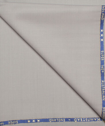 J.Hampstead  60% Merino Wool Super 140's Solids  Unstitched  Trouser Fabric (Light Grey)