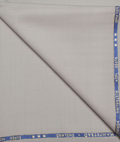 J.Hampstead  60% Merino Wool Super 140's Solids  Unstitched  Trouser Fabric (Light Grey)