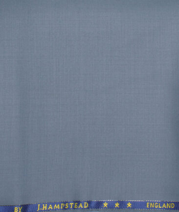 J.Hampstead  60% Merino Wool Super 140's Solids  Unstitched  Trouser Fabric (Greyish Blue)