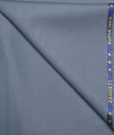 J.Hampstead  60% Merino Wool Super 140's Solids  Unstitched  Trouser Fabric (Greyish Blue)