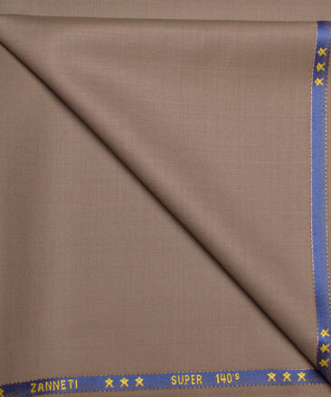 J.Hampstead  60% Merino Wool Super 140's Solids  Unstitched  Trouser Fabric (Taupe Brown)