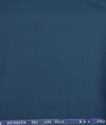 J.Hampstead  60% Merino Wool Super 140's Solids  Unstitched  Trouser Fabric (Regal Blue)