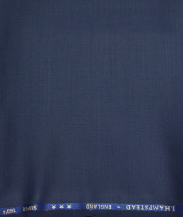 J.Hampstead  60% Merino Wool Super 140's Solids  Unstitched  Trouser Fabric (Dark Royal Blue)