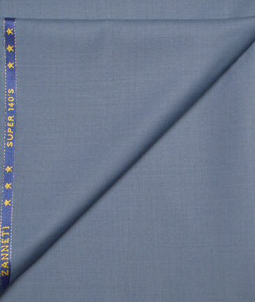 J.Hampstead  60% Merino Wool Super 140's Solids  Unstitched  Trouser Fabric (Greyish Blue)