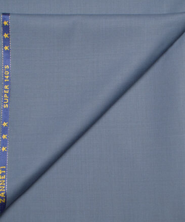 J.Hampstead  60% Merino Wool Super 140's Solids  Unstitched  Trouser Fabric (Greyish Blue)