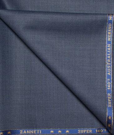 J.Hampstead  60% Merino Wool Super 140's Self Design  Unstitched  Trouser Fabric (Dusk Comet Blue)