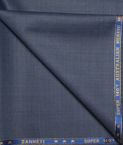 J.Hampstead  60% Merino Wool Super 140's Self Design  Unstitched  Trouser Fabric (Dusk Comet Blue)