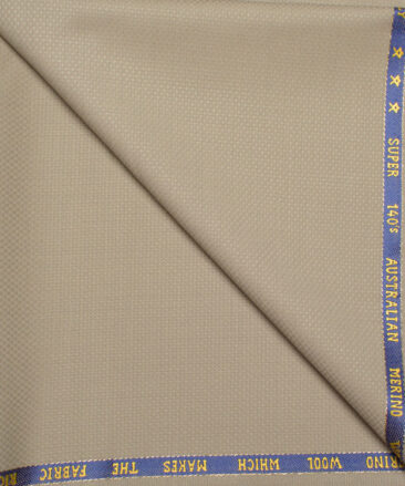 J.Hampstead  60% Merino Wool Super 140's Structured  Unstitched  Trouser Fabric (Vanilla Brown)