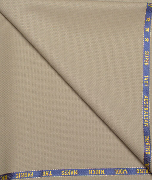 J.Hampstead  60% Merino Wool Super 140's Structured  Unstitched  Trouser Fabric (Vanilla Brown)
