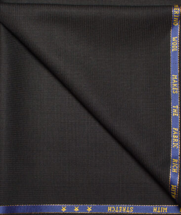 J.Hampstead  60% Merino Wool Super 140's Striped  Unstitched  Trouser Fabric (Black)