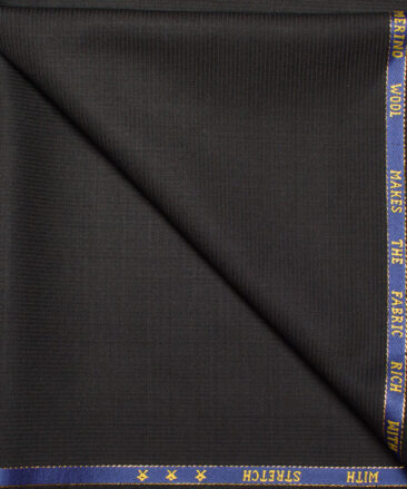 J.Hampstead  60% Merino Wool Super 140's Striped  Unstitched  Trouser Fabric (Black)