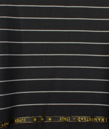 J.Hampstead  60% Merino Wool Super 140's Striped  Unstitched  Trouser Fabric (Black & White)