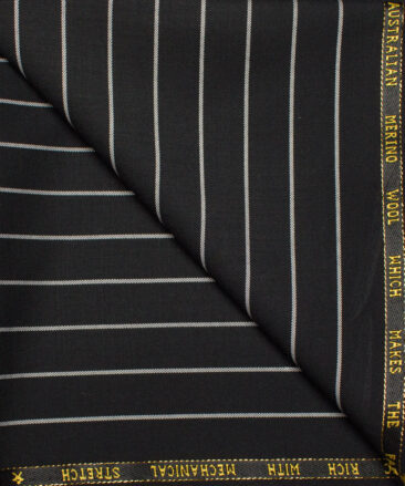 J.Hampstead  60% Merino Wool Super 140's Striped  Unstitched  Trouser Fabric (Black & White)