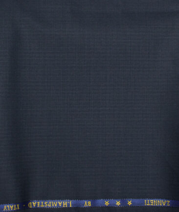 J.Hampstead  60% Merino Wool Super 140's Striped  Unstitched  Trouser Fabric (Dark Blue)