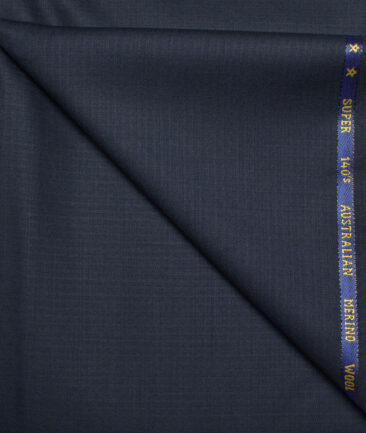 J.Hampstead  60% Merino Wool Super 140's Striped  Unstitched  Trouser Fabric (Dark Blue)