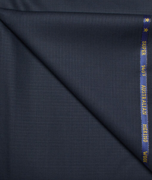 J.Hampstead  60% Merino Wool Super 140's Striped  Unstitched  Trouser Fabric (Dark Blue)