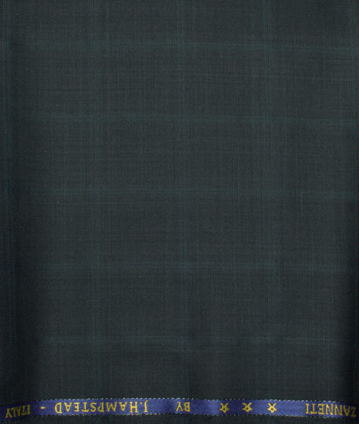 J.Hampstead  60% Merino Wool Super 140's Checks  Unstitched  Trouser Fabric (Dark Pine Green)
