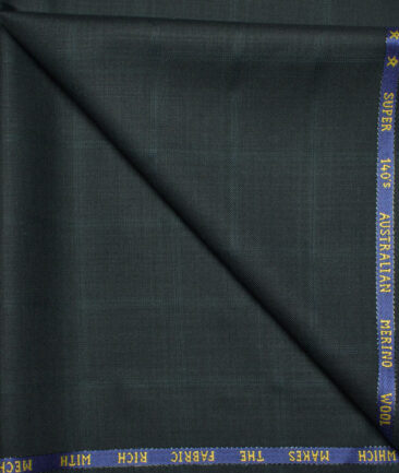 J.Hampstead  60% Merino Wool Super 140's Checks  Unstitched  Trouser Fabric (Dark Pine Green)