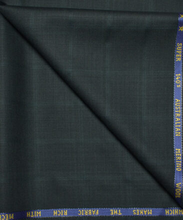 J.Hampstead  60% Merino Wool Super 140's Checks  Unstitched  Trouser Fabric (Dark Pine Green)