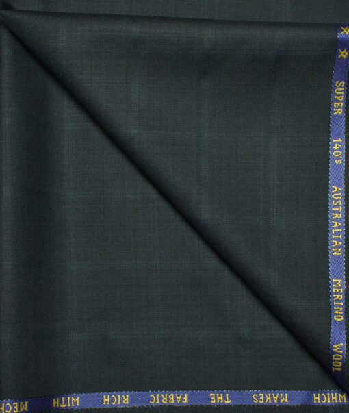 J.Hampstead  60% Merino Wool Super 140's Checks  Unstitched  Trouser Fabric (Dark Pine Green)