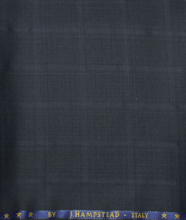 J.Hampstead  60% Merino Wool Super 140's Checks  Unstitched  Trouser Fabric (Dark Grey)