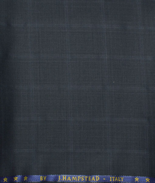 J.Hampstead  60% Merino Wool Super 140's Checks  Unstitched  Trouser Fabric (Dark Grey)