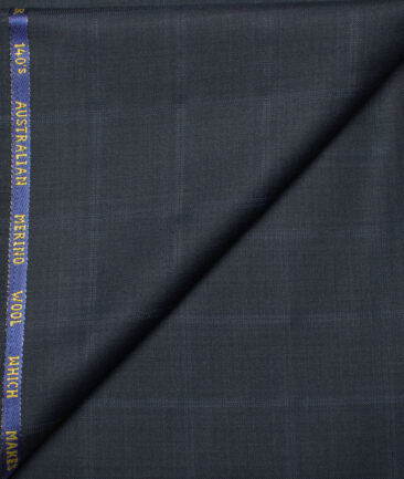 J.Hampstead  60% Merino Wool Super 140's Checks  Unstitched  Trouser Fabric (Dark Grey)