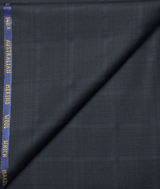 J.Hampstead  60% Merino Wool Super 140's Checks  Unstitched  Trouser Fabric (Dark Grey)