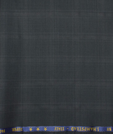 J.Hampstead  60% Merino Wool Super 140's Checks  Unstitched  Trouser Fabric (Dark Ash Grey)