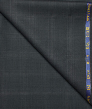 J.Hampstead  60% Merino Wool Super 140's Checks  Unstitched  Trouser Fabric (Dark Ash Grey)