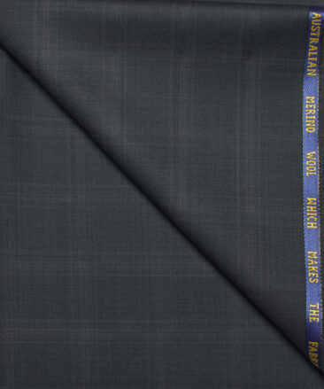 J.Hampstead  60% Merino Wool Super 140's Checks  Unstitched  Trouser Fabric (Dark Ash Grey)