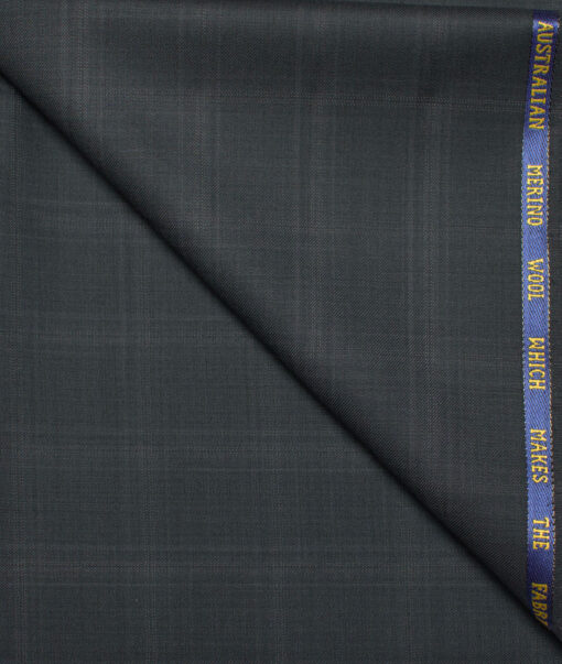 J.Hampstead  60% Merino Wool Super 140's Checks  Unstitched  Trouser Fabric (Dark Ash Grey)