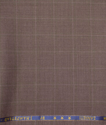 J.Hampstead  60% Merino Wool Super 140's Checks  Unstitched  Trouser Fabric (Falcon Brown)