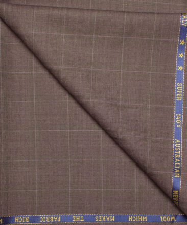 J.Hampstead  60% Merino Wool Super 140's Checks  Unstitched  Trouser Fabric (Falcon Brown)