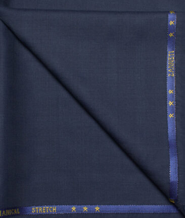 J.Hampstead  60% Merino Wool Super 140's Checks  Unstitched  Trouser Fabric (Dark Royal Blue)