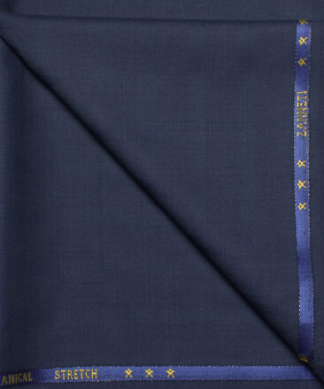 J.Hampstead  60% Merino Wool Super 140's Checks  Unstitched  Trouser Fabric (Dark Royal Blue)